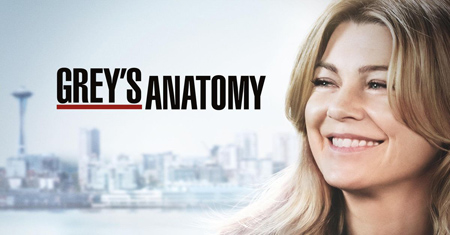 Ellen Pompeo is seen on the poster of Grey's Anatomy.